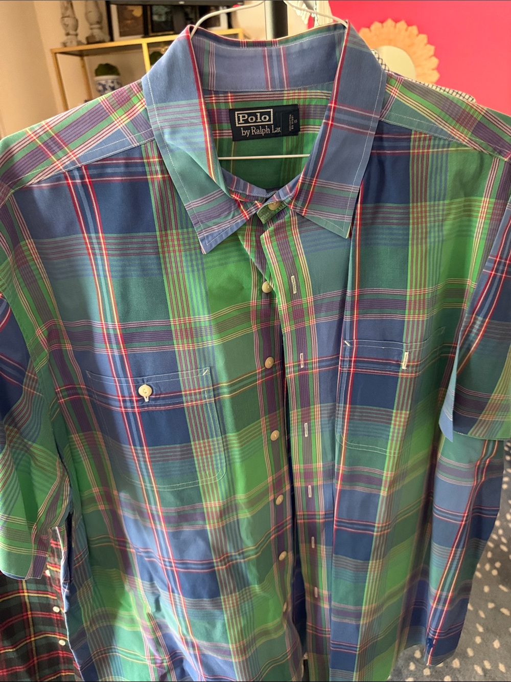 Polo by Ralph Lauren Blue and Green Plaid Button-Down Shirt